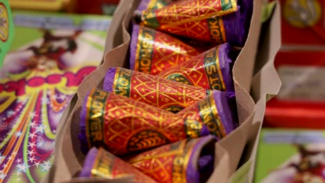 firecrackers kept for sell at diwali festival from different angle