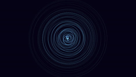 Abstract blue circular pattern shines on black background