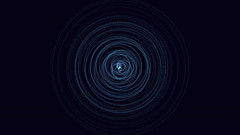 abstract blue circular pattern shines on black background