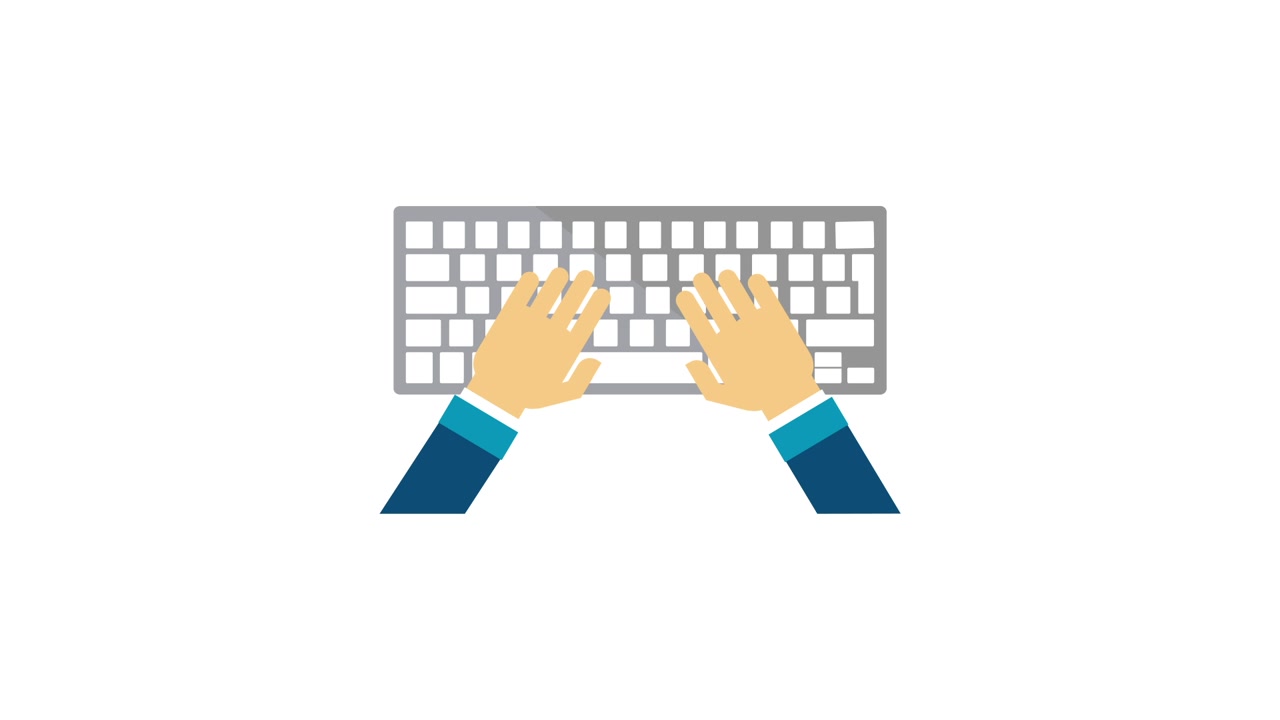 Animated Hands Typing on a Computer Keyboard