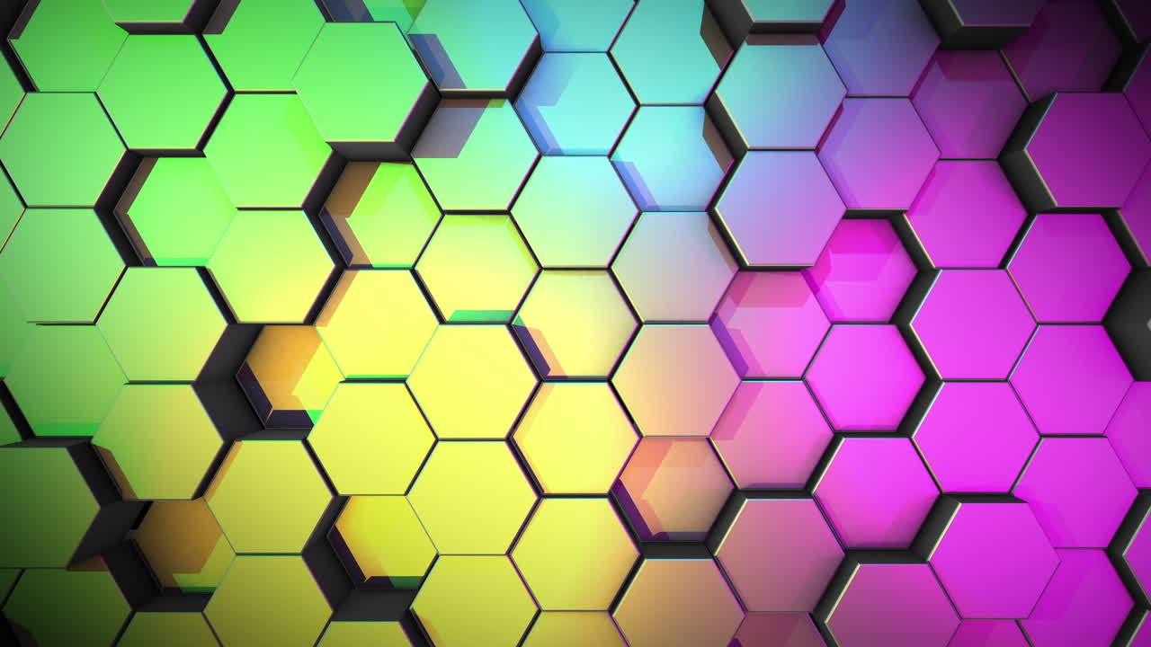 Movement hexagonal 3D cylinders. Multicolor textured relief background from geometric shapes. Honeycombs with shadows.
