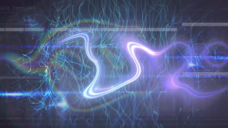 animación de formas azules que se mueven sobre el procesamiento de datos en fondo negro