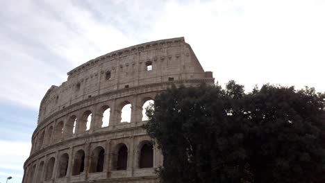 view on the top part of the colosseum with a truck move