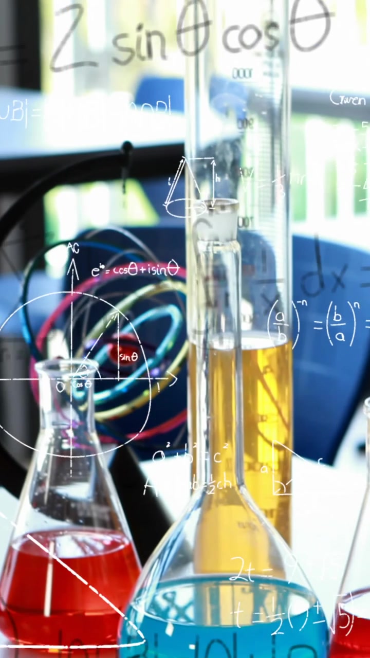 Animation of mathematical formulae over school science classroom