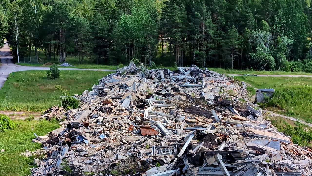 Ruins of building from cold war RT-32 radio telescope location, Irbene, Latvia