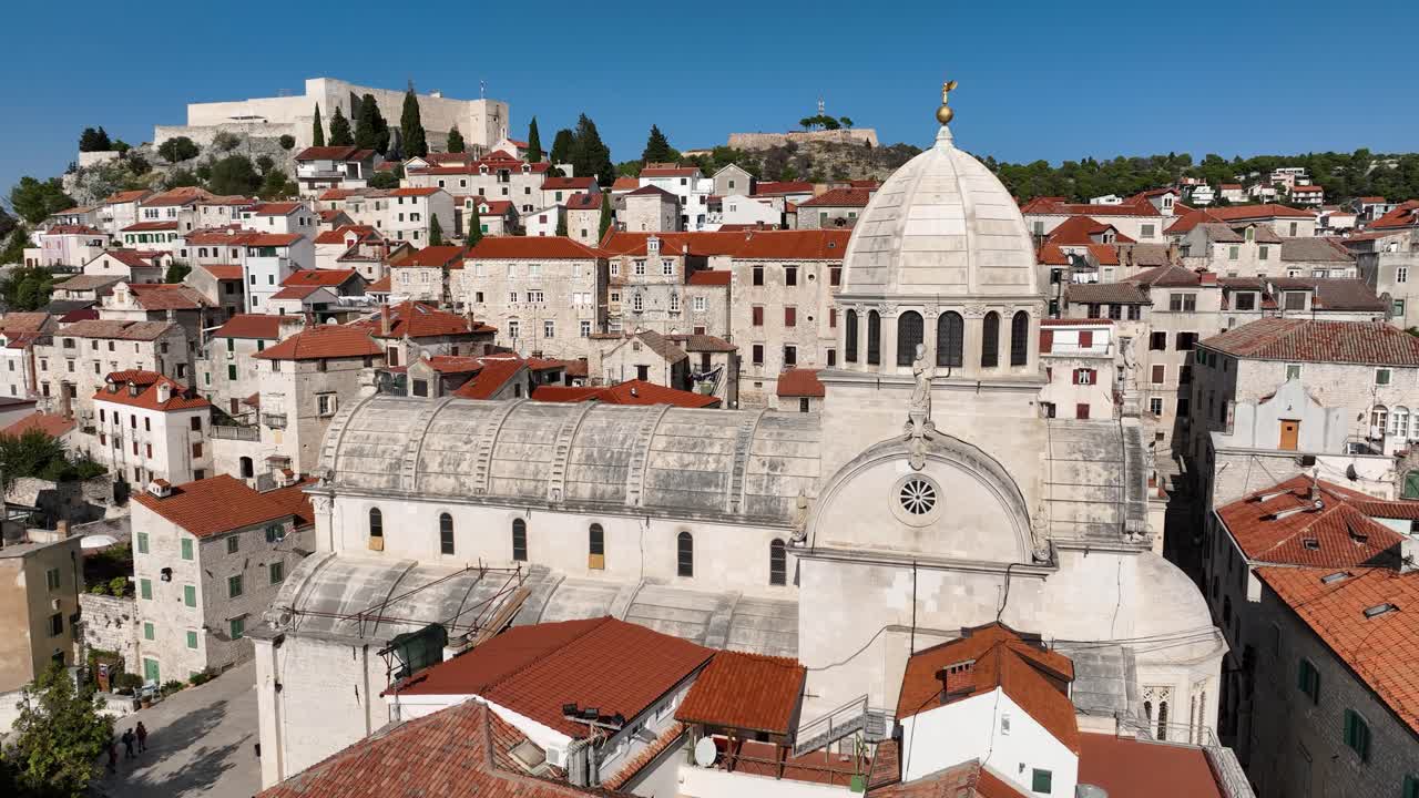 Aerial View of Sibenik Cathedral in the City old Town - Sunny Day