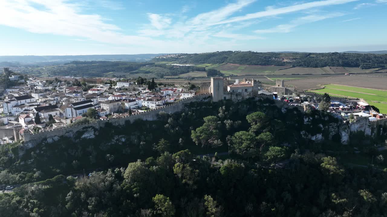 Óbidos by drone on a sunny winter day