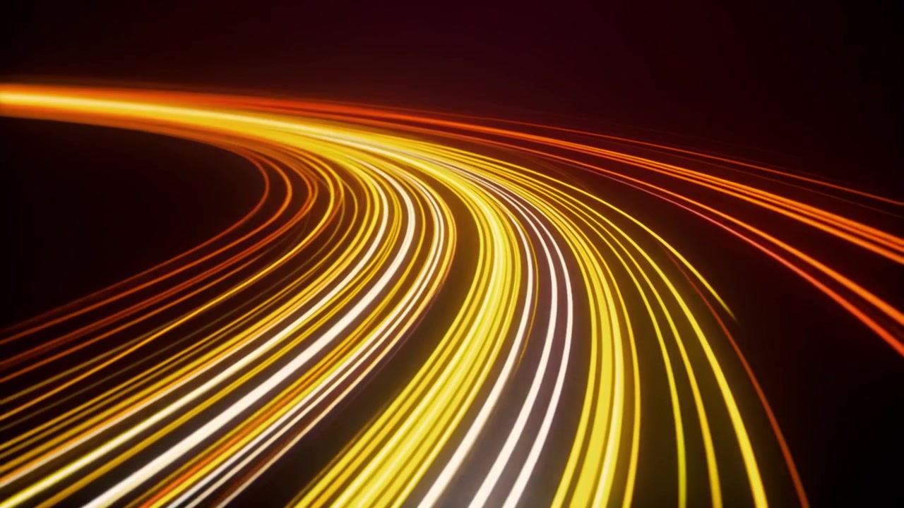 Scie di Luce Dinamiche che Scorrono in uno Spazio Digitale Futuristico