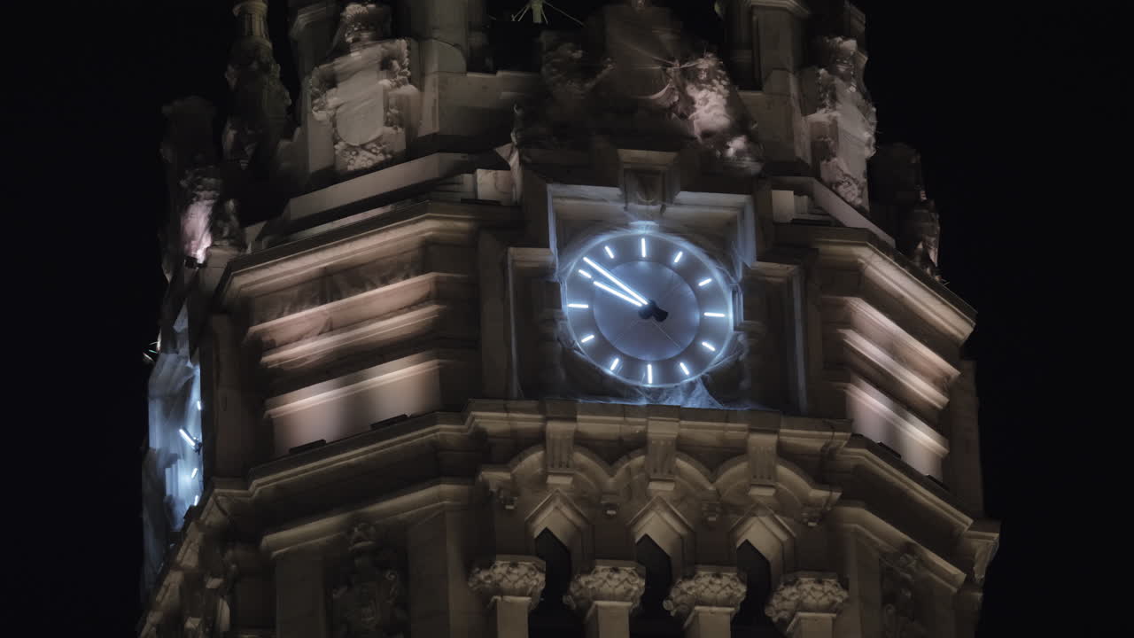 Cybele Palace clock tower at night Madrid Spain