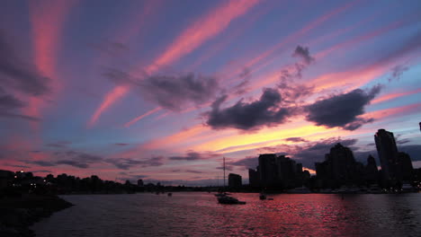 sunset over false creek in vancouver