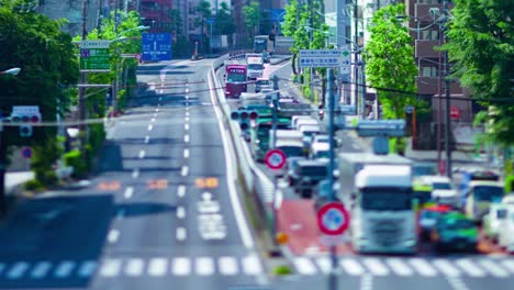 a timelapse of the miniature traffic jam at the urban street in tokyo