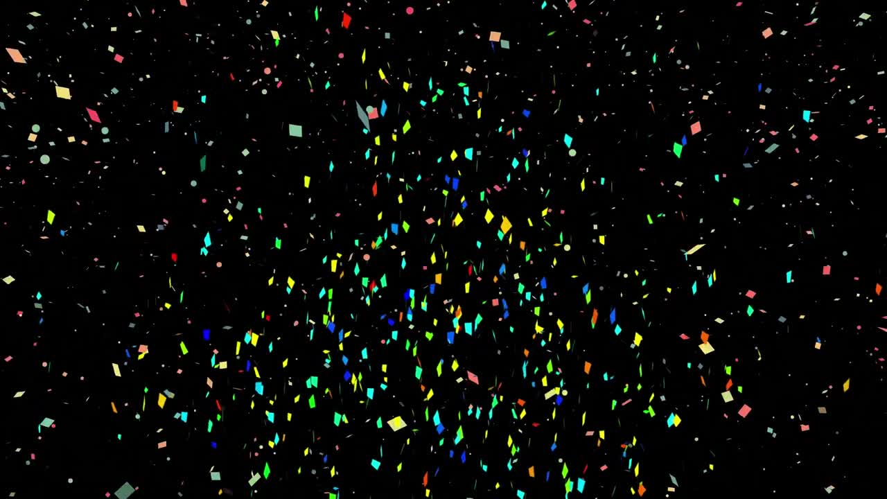 Animazione di coriandoli colorati che cadono su sfondo nero