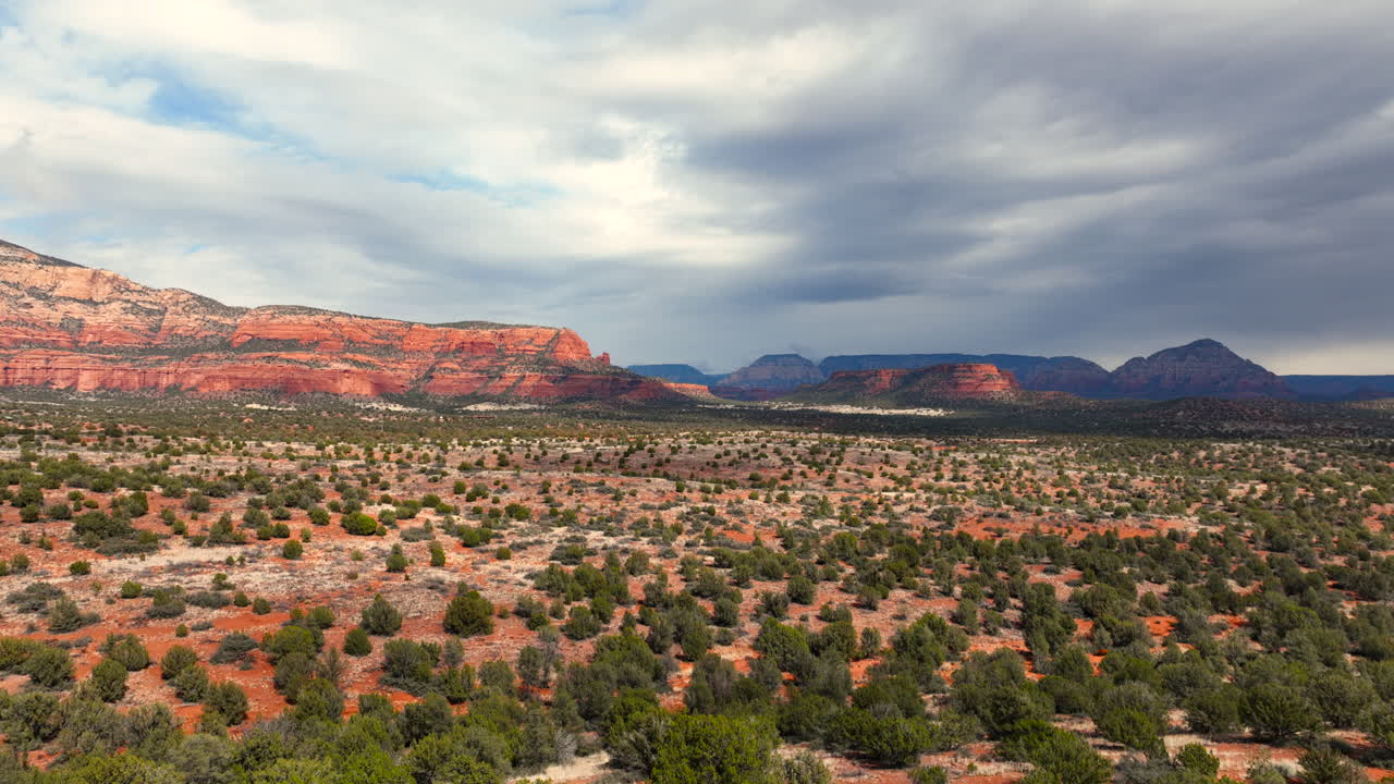 Desert Bushes And Vegetation In Sedona, Arizona, United States. Hyperlapse