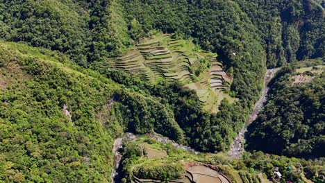 drone footage of batad rice terraces in north philippines