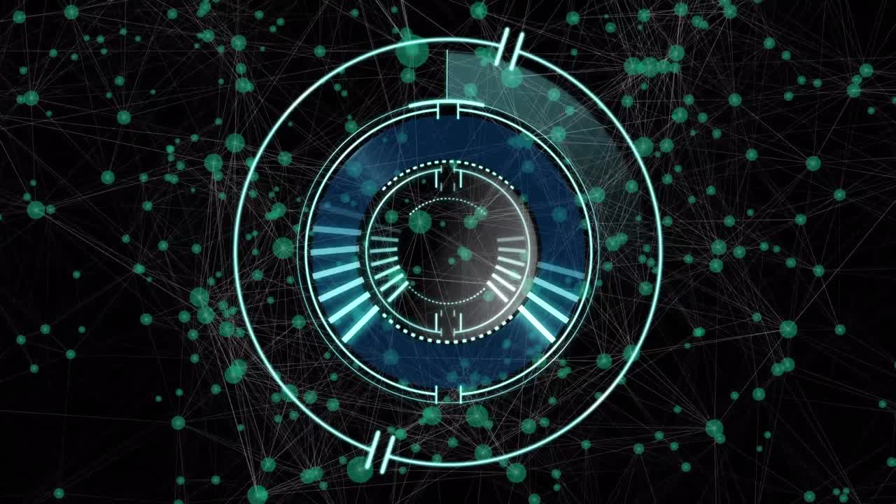 анимация сканирования сферы действия через сеть соединений