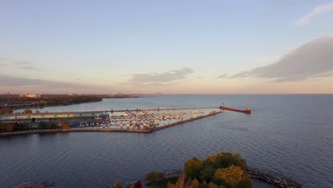 port credit drone shot of sail boats