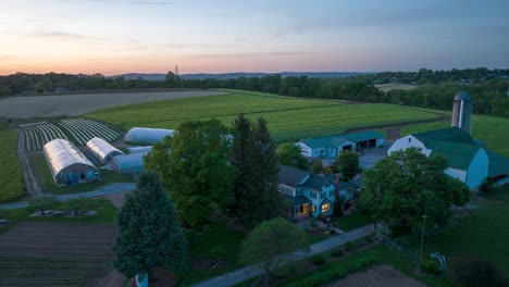 amish farm in lancaster county during sunset