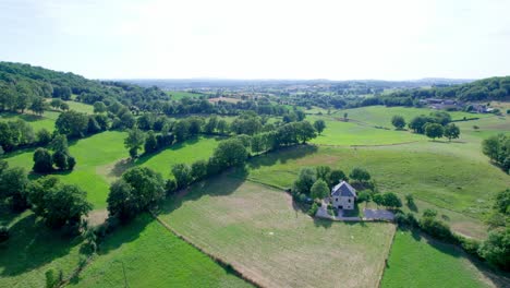 Private-estate-in-remote-location-of-France-countryside,-aerial-view