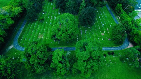 aerial above a grave yard in america