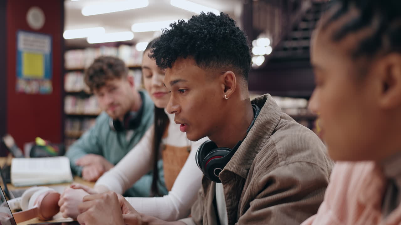 Students Studying in a Library