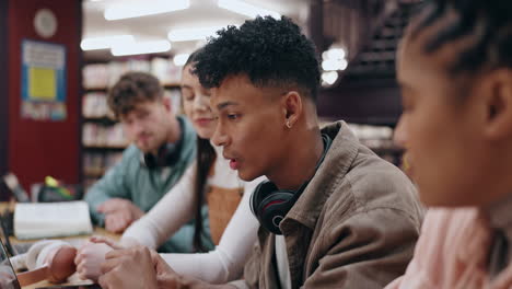 students studying in a library
