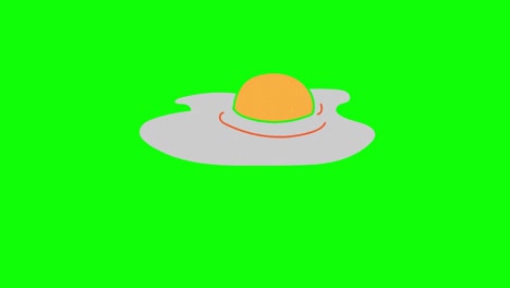 fried eggs hand drawn green screen. floating loop animation