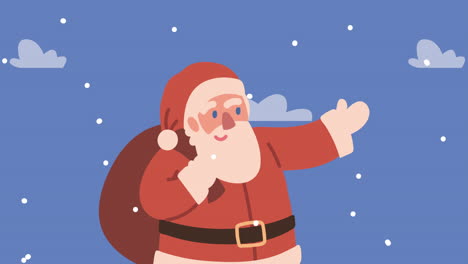 happy merry christmas animation with santa claus at night