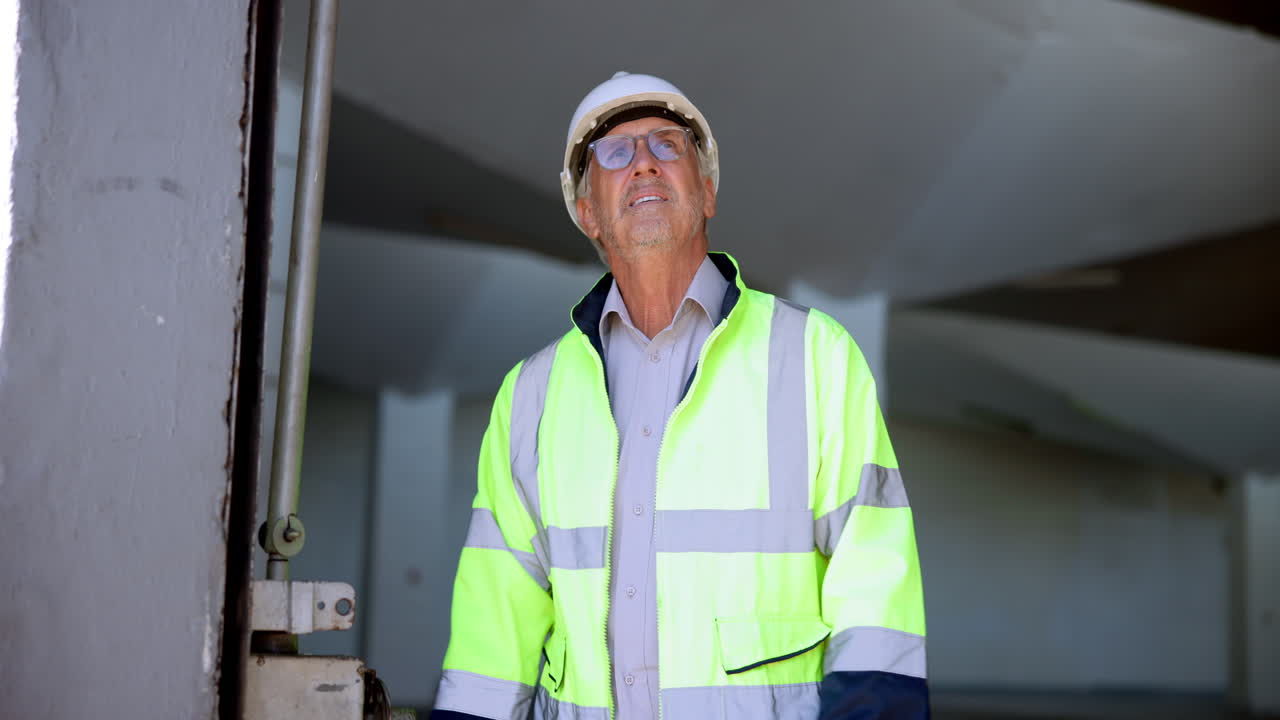 Construction Worker in Hard Hat and Safety Vest