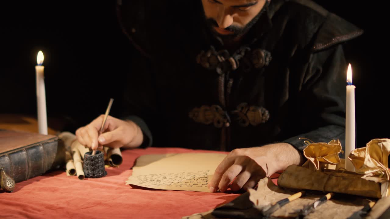 역사적인 종이의 사용. 역사적인 비디오.