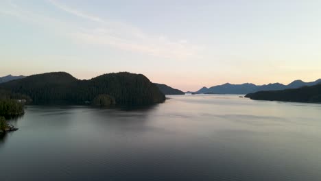 Nature-Landscape-of-Nootka-Sound-near-Vancouver-Island,-British-Columbia---Aerial-Drone