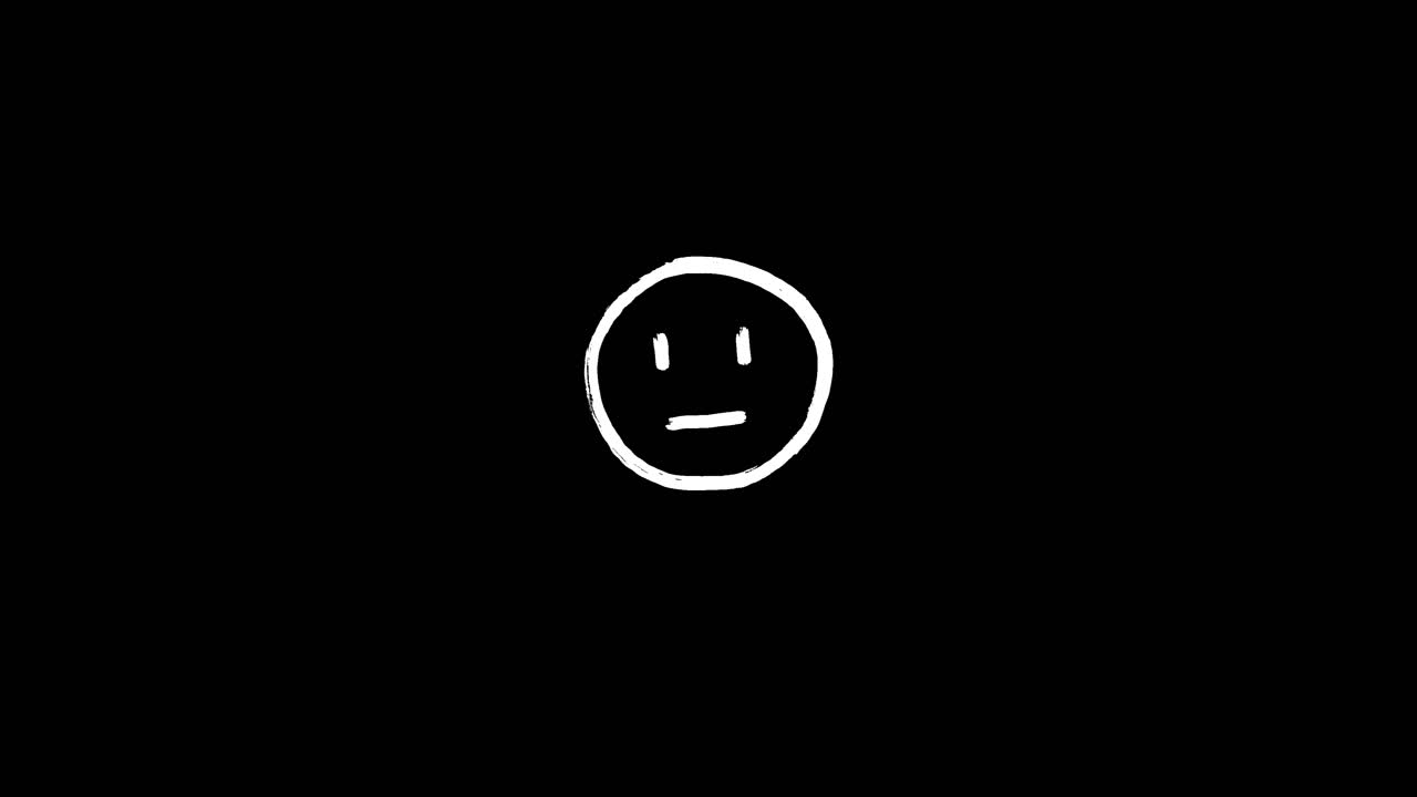 Hand Drawn Neutral Face Emoji on Black Background