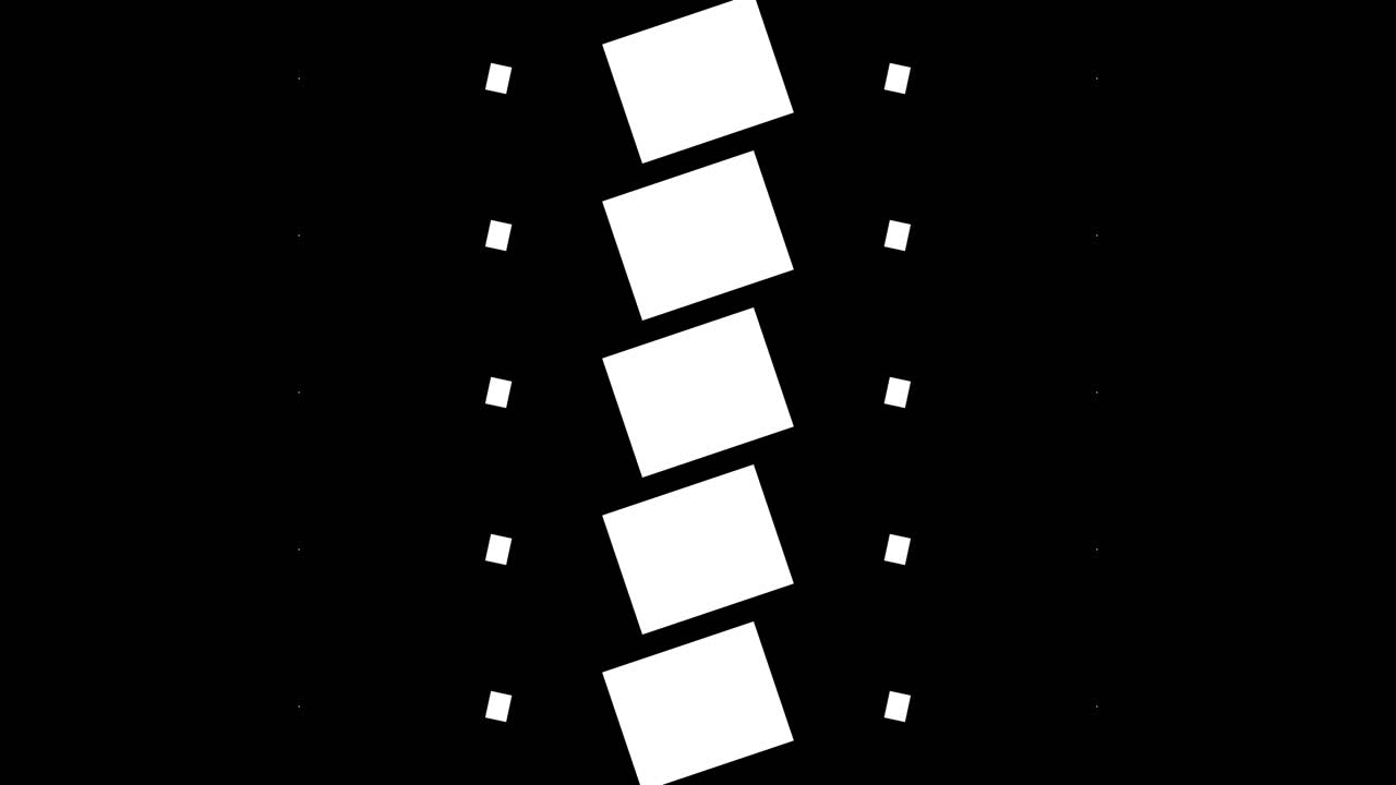 Abstract Animation of White Squares Moving and Rotating