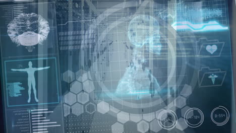 animación del procesamiento de datos en la sala de servidores