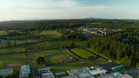 A-drone-shot-of-a-small-town-high-school