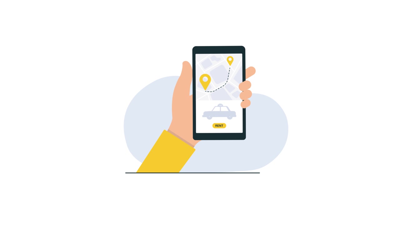 Animated Hand Using Smartphone for Car Rental App