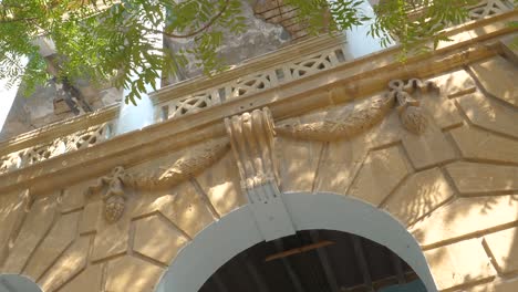 close-up of the facade of the goolbai maternity home in karachi