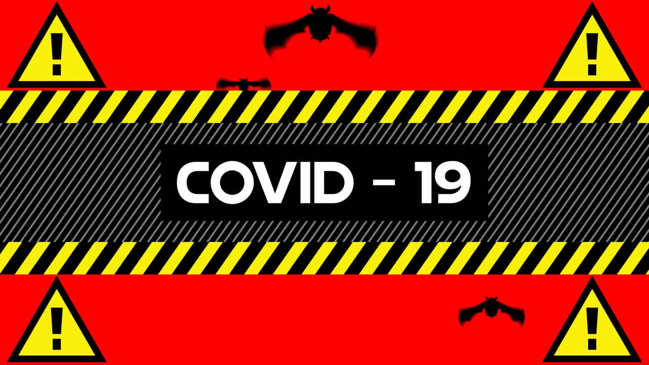 박 ⁇  위의 테이프에 있는 격리 코로나 19 텍스트의 애니메이션