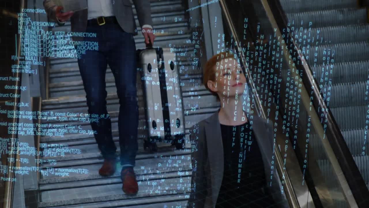 hombre y mujer bajando las escaleras