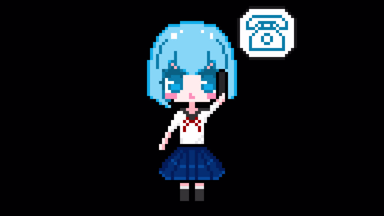 Pixel phone girl short hair Looping animation. 1080p (2).mov