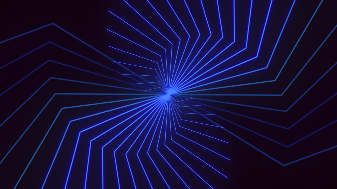 patrón de líneas en espiral azul neón en el espacio negro oscuro