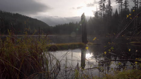 tranquil sunrise over high mountain lake in the cascade mountain range