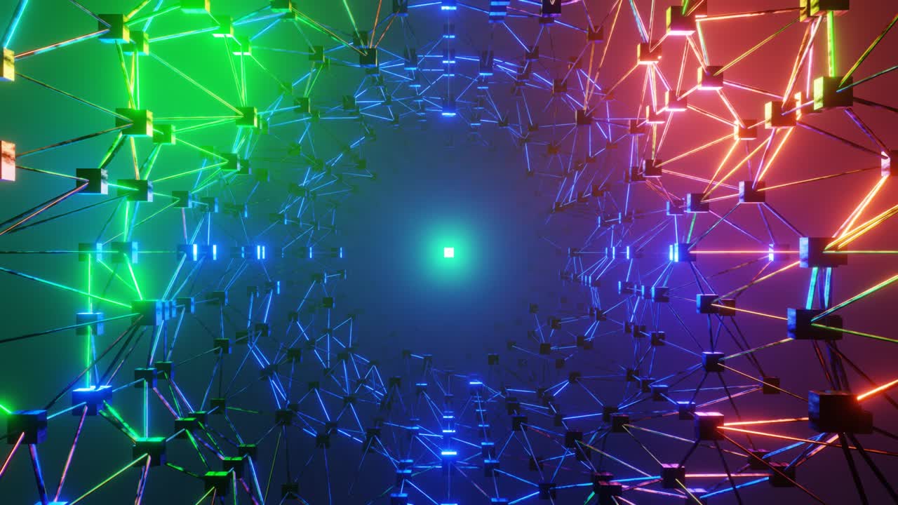 4k 3D animation. Flight in abstract sci-fi tunnel seamless loop. Futuristic motion graphics, high tech background
