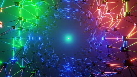 animación en 4k 3d. vuelo en un túnel de ciencia ficción abstracto. gráficos de movimiento futuristas, fondo de alta tecnología.