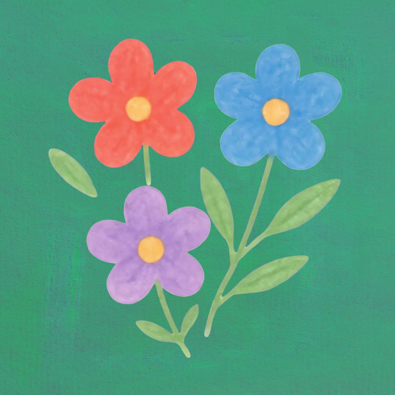 Colorful floral art animation isolated asset, transparent 4K video, alpha channel, ProRes 4444