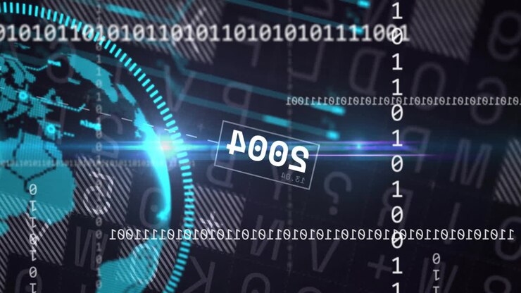 Digital code and numbers animating on technology-themed background in school setting