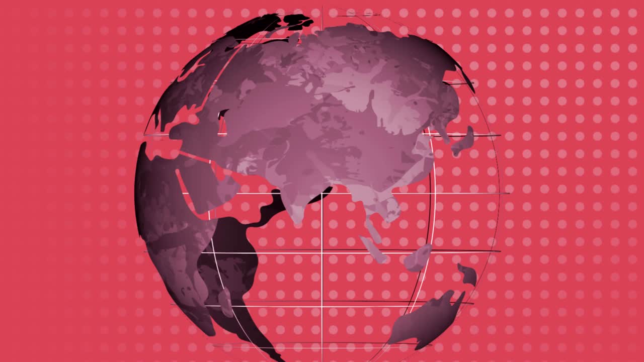 animación de un globo giratorio que se mueve en movimiento hipnótico en un bucle sin costuras sobre puntos en fondo rosa