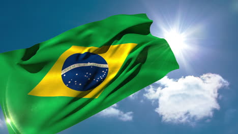 brazil national flag blowing in the breeze