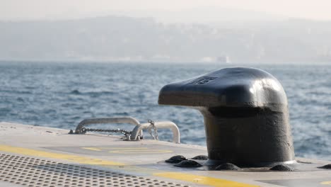 black bollard at a dock