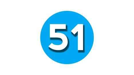 number 51 fifty one sign symbol animation motion graphics on blue circle white background,cartoon video number for video elements