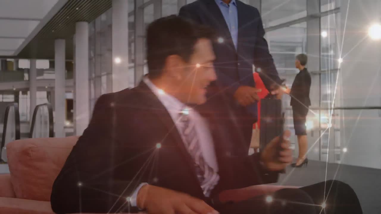 사무실에서 비즈니스 사람들에 대한 연결 네트워크의 애니메이션